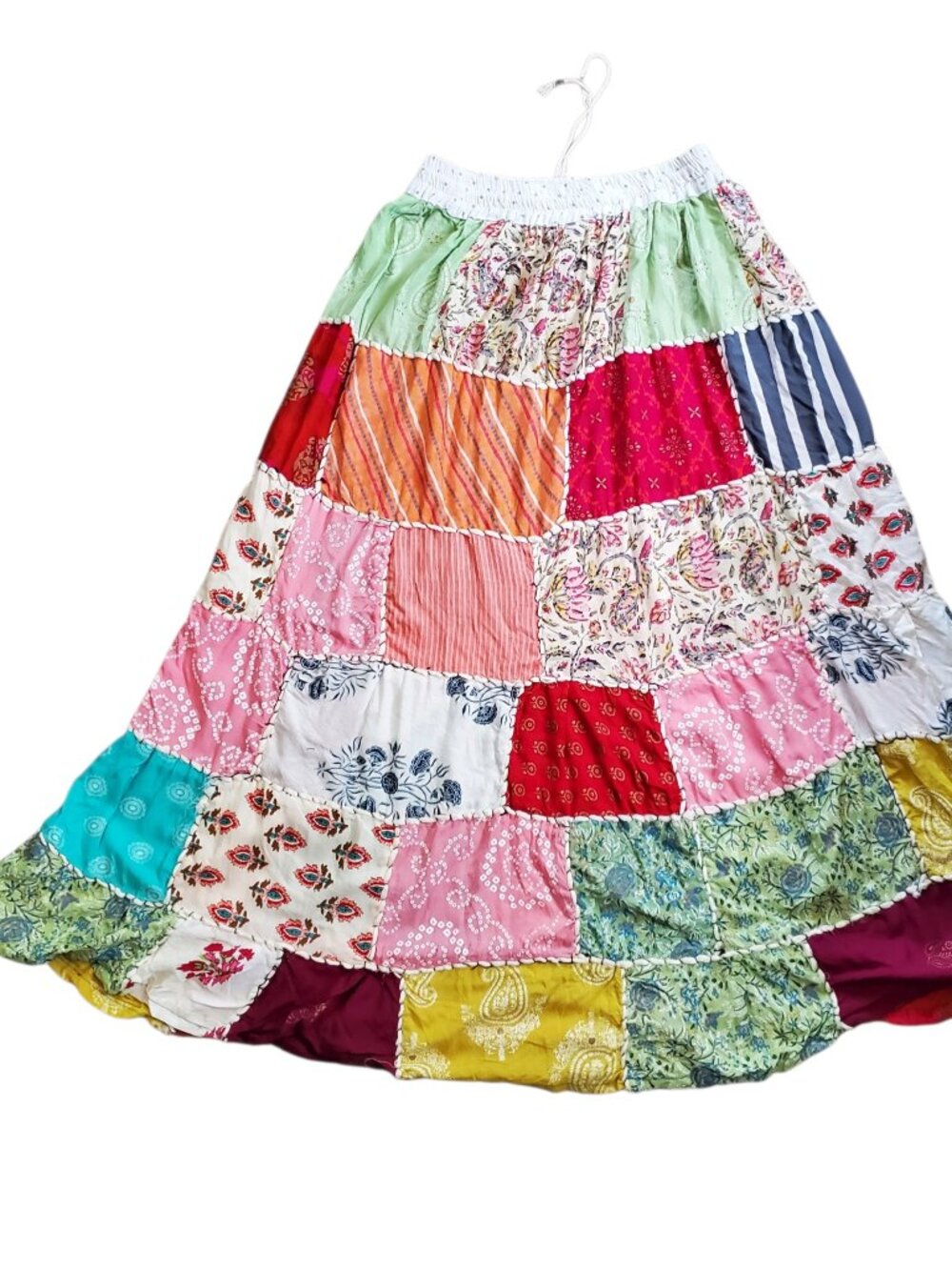 Wevez Bohemian Patchwork Colorful Renaissance Maxi Skirt - Small
